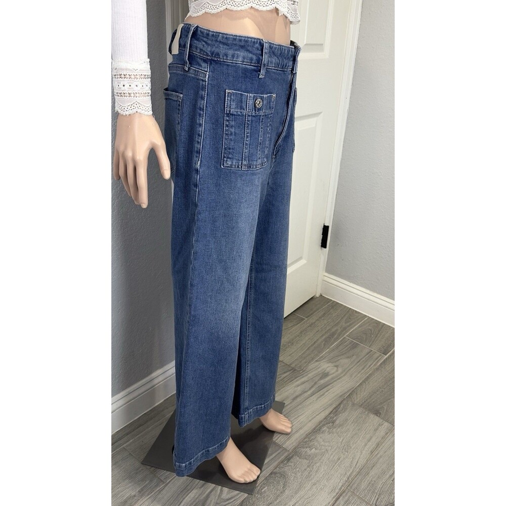 PAIGE Anessa Jeans Womens 31 High Rise Ankle Wide Leg Patch Pocket Blue - Picture 3 of 10